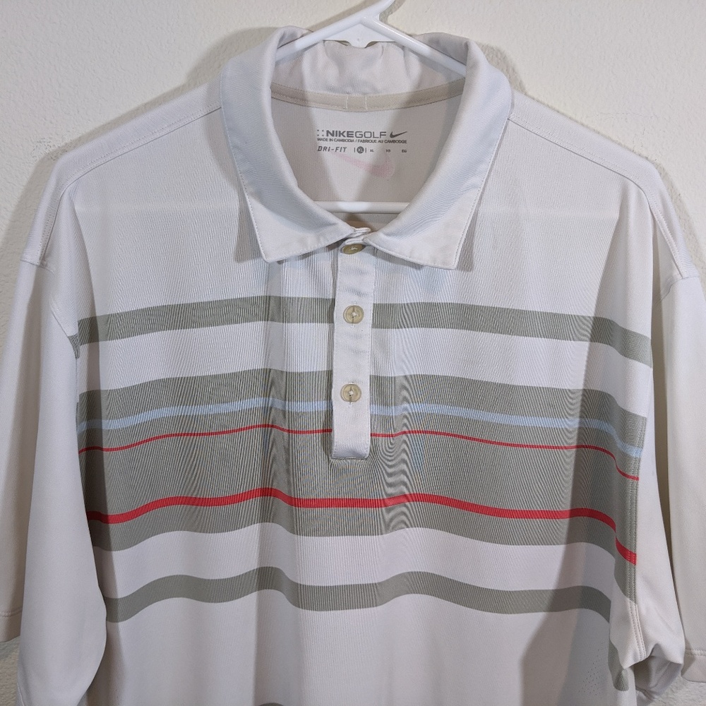 Men's Nike Golf Dri Fit Striped Shirt Size XL - Picture 2 of 7
